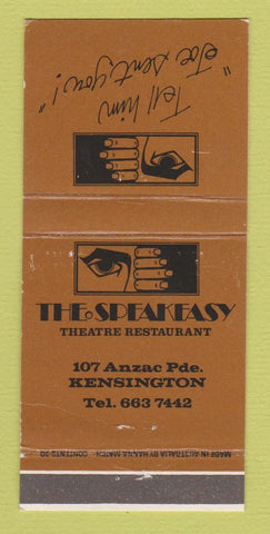 Matchbook Cover - Speakeasy Theatre Restaurant Kensington Australia 30 Strike