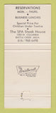 Matchbook Cover - Spa Steak House Battle Creek MI 30 Strike
