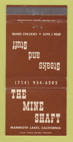 Matchbook Cover - Mine Shaft Restaurant Steak Mammoth Lakes CA 30 Strike