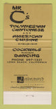 Matchbook Cover - Mr C's Long Beach CA Chinese Restaurant 30 Strike