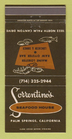 Matchbook Cover - Sorrentino's Seafood House Palm Springs CA 30 Strike