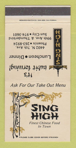 Matchbook Cover - Sing High Chinese Restaurant Sun City Phoenix AZ 30 Strike