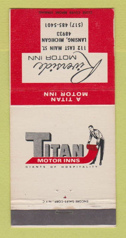 Matchbook Cover - Titan Motor Inns Riverside Motor Inn Lansing MIO 30 Strike