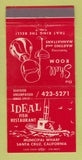 Matchbook Cover - Ideal Fish Restaurant Santa Cruz CA Shell Room 30 Strike