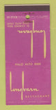 Matchbook Cover - Longbarn Restaurant Palo Alto CA 30 Stick