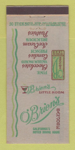 Matchbook Cover - O'Brien's Restaurant San Jose CA 30 Stick