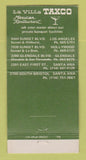 Matchbook Cover - La Villa Taxco Mexican Glendale Hollywood CA WEAR 30 Strike