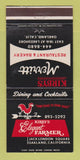 Matchbook Cover - Kirbys Elegant Farmer Restaurant Oakland CA 30 Strike