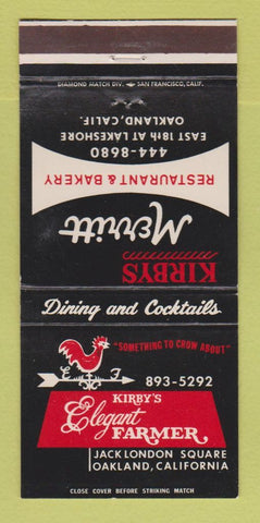 Matchbook Cover - Kirbys Elegant Farmer Restaurant Oakland CA 30 Strike