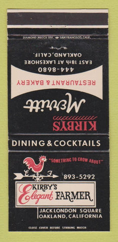 Matchbook Cover - Kirby's Elegant Farmer Restaurant Oakland CA 30 Strike