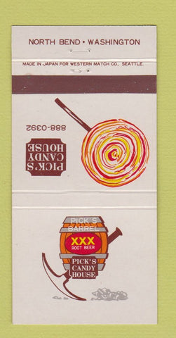 Matchbook Cover - Pick's Candy House North Bend WA 30 Strike