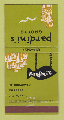 Matchbook Cover - Pardini's Grotto Restaurant Millbrae CA 30 Strike