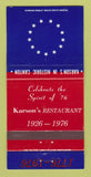 Matchbook Cover - Karson's Restaurant 1976 Canton Baltimore MD 30 Strike