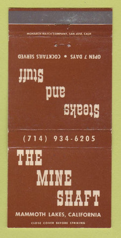 Matchbook Cover - Mine Shaft Restaurant Steak Mammoth Lakes CA 30 Strike