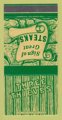Matchbook Cover - Three Thieves Colorado Spprings 30 Strike