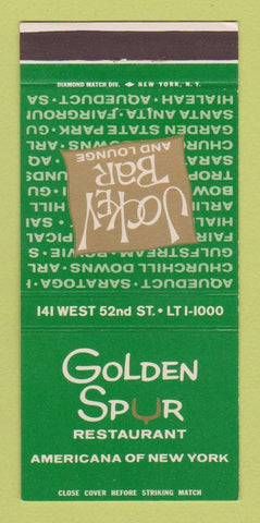 Matchbook Cover - Golden Spur Restaurant New York City 30 Strike