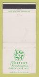 Matchbook Cover - Norton's Green Lake WI Restaurant WEAR 30 Strike