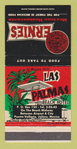Matchbook Cover - Ernie's Mexican Restaurant Hollywood Lynwood CA WEAR 30 Strike