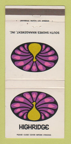 Matchbook Cover - Highridge South Shores Management Palos Verdes? CA 30 Strike