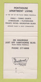Matchbook Cover - Highridge South Shores Management Palos Verdes? CA 30 Strike