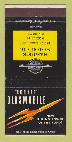 Matchbook Cover - Oldsmobile Rocket Hamrick Motors Mobile AL 30 Strike