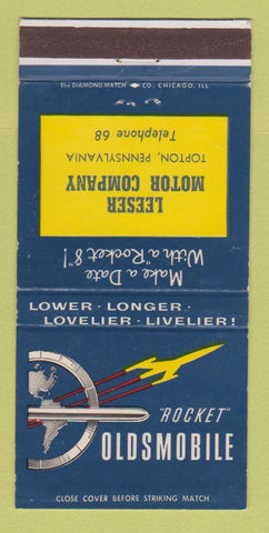 Matchbook Cover - Oldsmobile Rocket Leeser Motors Topton PA 30 Strike