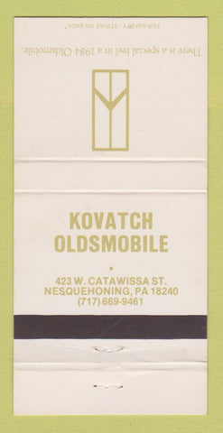 Matchbook Cover - Kovatch Oldsmobile Nesquehoning PA 1984 30 Strike