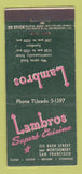 Matchbook Cover - Lambros Restaurant San Francisco CA 30 Stick