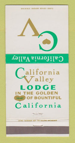 Matchbook Cover - California Valley Lodge Bountiful CA 30 Strike
