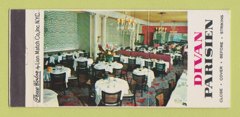 Matchbook Cover - Divan Parisien Restaurant New York City 30 Strike