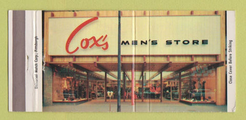 Matchbook Cover - Cox's Men's Store Clothes McKeesport PA 30 Strike