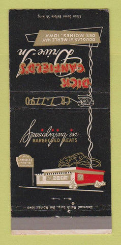 Matchbook Cover - Dick Canfield's Drive In Des Moines IA 30 Strike