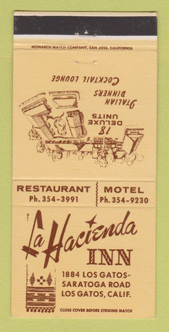 Matchbook Cover - La Hacienda Inn Los Gatos CA 30 Strike