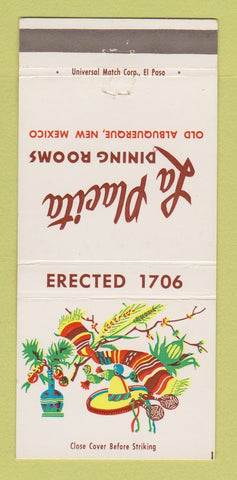 Matchbook Cover - La Placita Mexican Restaurant Albuquerque NM 30 Strike