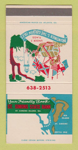 Matchbook Cover - St Simons State Bank St Simons Island GA 30 Strike