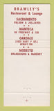 Matchbook Cover - Brawley's Restaurants Sacramento Modesto CA WEAR 30 Strike