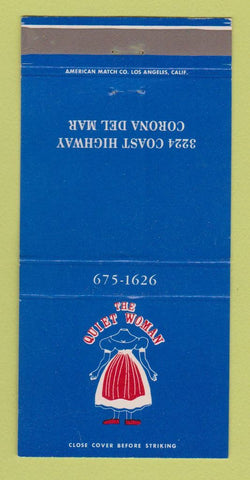 Matchbook Cover - The Quiet Woman Corona Del Mar CA restaurant 30 Strike