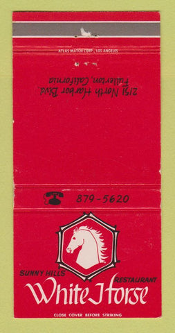 Matchbook Cover - Sunny Hills White Horse Restaurant Fullerton CA WEAR 30 Strike