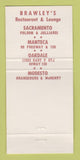 Matchbook Cover - Brawley's Restaurants Manteca Oakdale Modesto CA 30 Strike