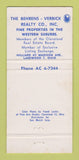 Matchbook Cover - Behrens Verbick Real Estate Lakewood OH 30 Strike