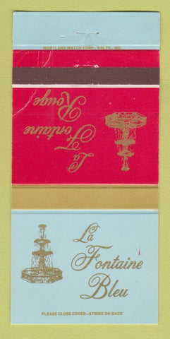 Matchbook Cover - La Fontaine Bleu Baltimore MD CREASED 30 Strike