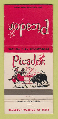 Matchbook Cover - Picador Gardena CA Restaurant WEAR 30 Strike