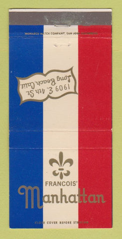 Matchbook Cover - Francois' Manhattan Long Beach CA 30 Strike