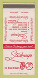 Matchbook Cover - Stickney's Restaurant Redwood City Palo Alto CA 30 Strike