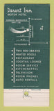Matchbook Cover - Desert Inn Motor Hotel Lancaster CA 30 Strike