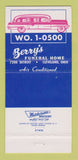 Matchbook Cover - Berry's Funeral Home Cleveland OH Ambulance 30 Strike