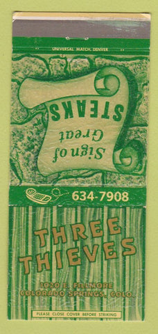 Matchbook Cover - Three Thieves Colorado Spprings 30 Strike