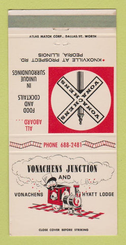 Matchbook Cover - Vonachens Junction Hyatt Lodge Peoria IL 30 Strike