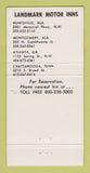 Matchbook Cover - Landmark Motor Inn Huntsville AL Montgomery 30 Strike