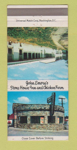 Matchbook Cover - John Emory's Stone House Inn Silver Spring MD 30 Strike